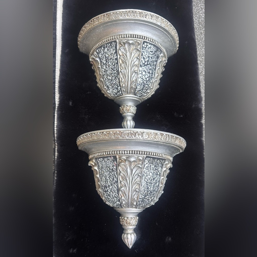Antique-Style Silver Ornate Wall Sconces or shelves (2)